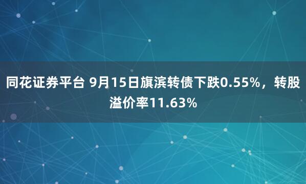 同花证券平台 9月15日旗滨转债下跌0.55%，转股溢价率11.63%