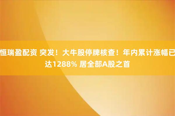 恒瑞盈配资 突发！大牛股停牌核查！年内累计涨幅已达1288% 居全部A股之首